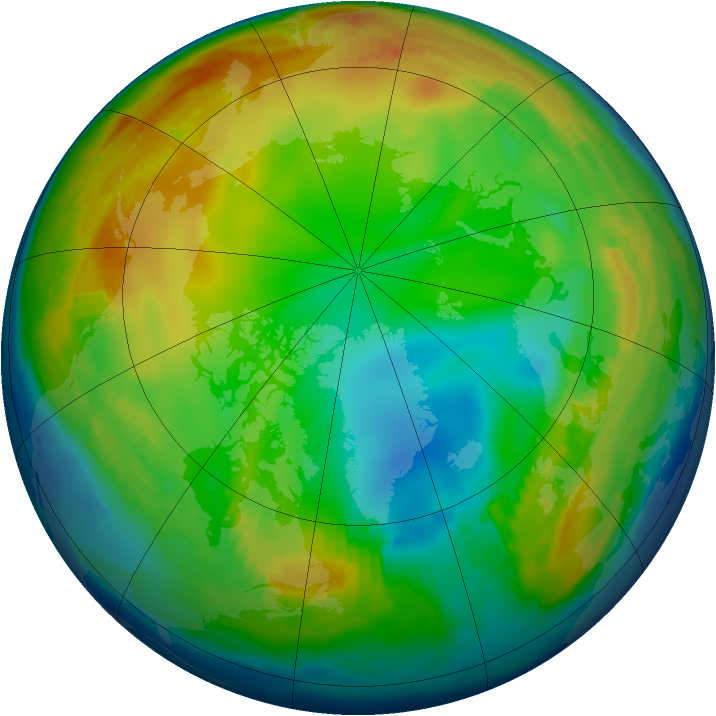 Arctic ozone map for 02 January 1997